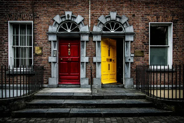 Exterior Style Kilkenny Architecture Two Colorful Doors Ireland — Photo