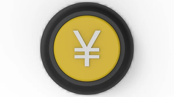 Yellow Yuan Yen Button Isolated Illustration Render — Foto de Stock