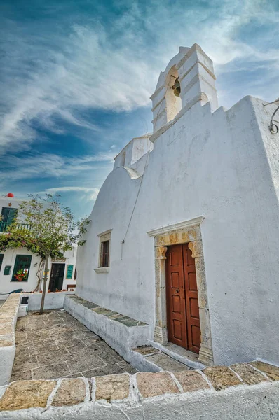 Piękne Ujęcie Alejki Białym Domem Chora Wyspie Folegandros Cyklady Grecja — Zdjęcie stockowe