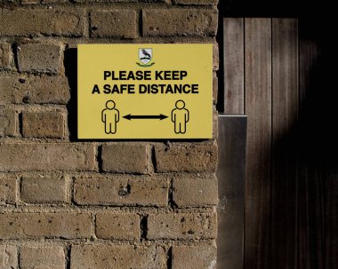 The sign of social distancing at the times of lockdown and the coronavirus spreading