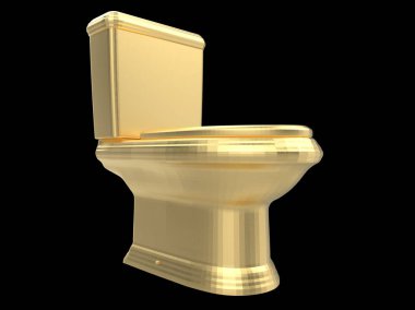 Altın wc tuvalet dolabı 3D resim