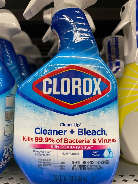 Augusta, Ga USA - 04 22 22: Cleaning products on retail shelf Clorox spray bleach