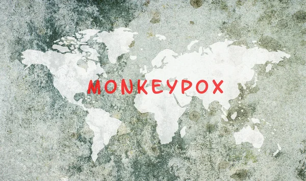 World Map Monkeypox Standing Textured Background Outbreak Mpxv Virus Infectious — Stock Photo, Image