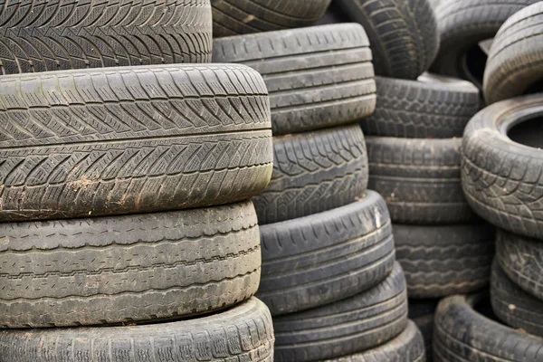 Closeup Shot Many Used Old Car Tires Perfect Backgrounds — Fotografia de Stock