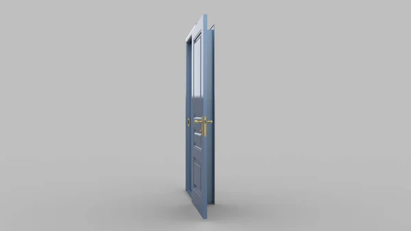 分離された3Dイラスト上の異なる金属グレーのドアのセットは白の背景をレンダリング — ストック写真