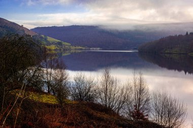 A scenic view of a river flowing amidst a green landscape with mountains against a cloudy sky