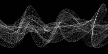 Beautiful Abstract Black And White Grid Wave Design