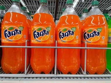 Augusta, Ga USA - 04 21 22: Walmart Retail store drinks fanta orange 2 liters on a shelf