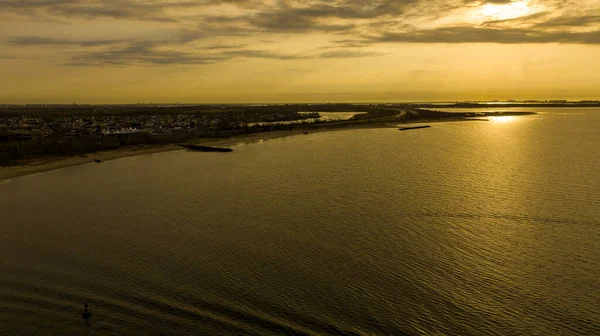 Aerial View Beautiful Sunrise Sheepshead Bay Brooklyn New York Usa — Stock Photo, Image