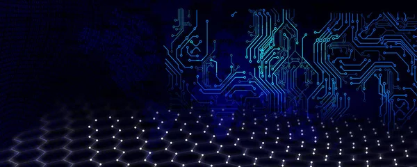 Illustration Blue Abstract Digital Circuit Board Data Technology Background — Foto Stock