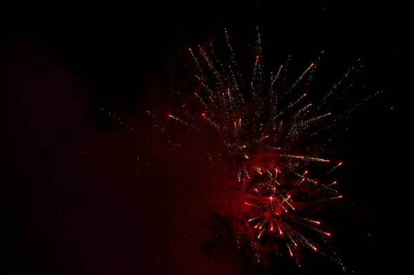 Display Colorful Fireworks Black Sky Background — Stock Photo, Image