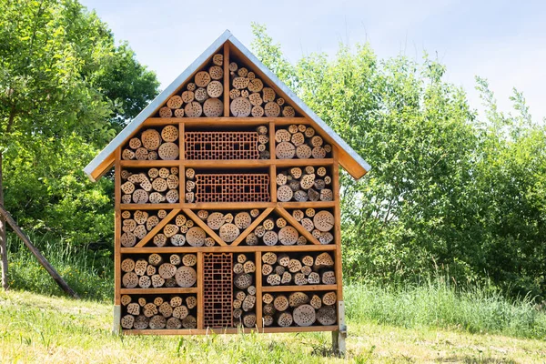 Wooden Insect Hotel Habitat Bugs Bees Rescue House Environment Ecology — Stock Photo, Image
