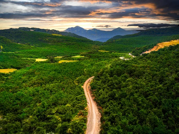 Aerial Shot Road Going Green Lush Forests Antalya Turkey - Stock-foto