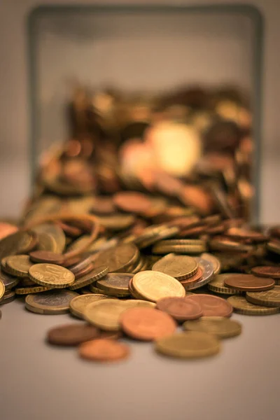 Closeup Euros Cents Table — Stok fotoğraf