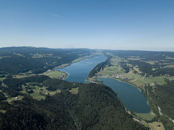 Вид Воздуха Лак Солнечный День Швейцарии — стоковое фото