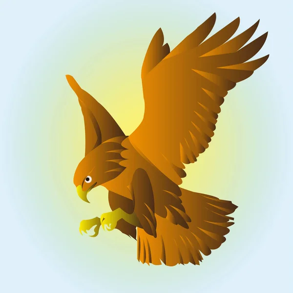 A vertical digital illustration of the brown eagle with the light yellow glowing outline.