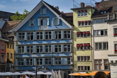 A closeup of historical places in Munsterhof, Zurich, Switzerland
