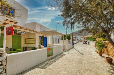 A Beautiful old street with traditional houses village of Chora in Folegandros island, Cyclades, Greece