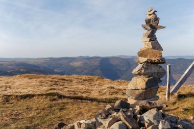 A beautiful view of stacked stones on Grand Ballon in Alsace in France