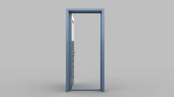 Creative Illustration Open Closed Door Render Entrance Realistic Doorway Illustratiom — Stock Photo, Image