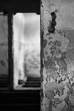 Close up of a weathered and damaged wall