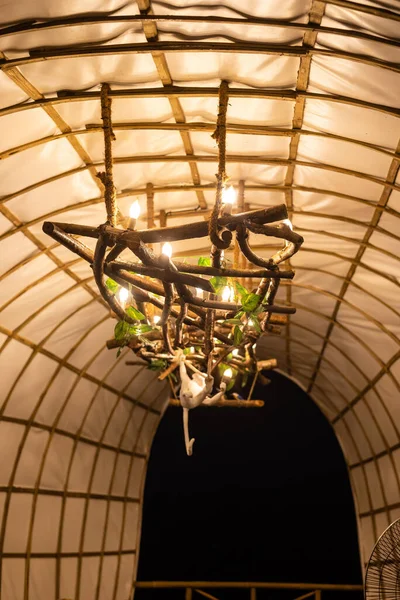 Closeup Lamp Made Tree Branches — Stockfoto