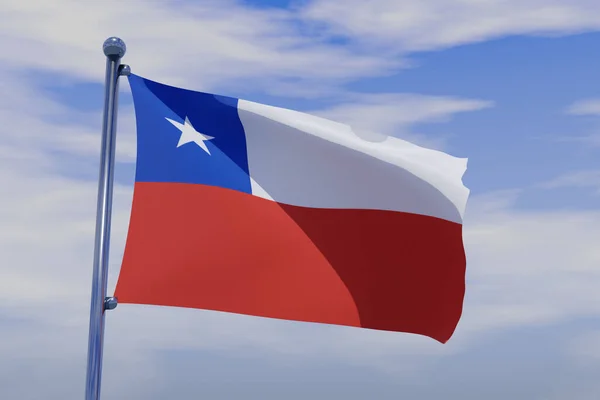 Uma Renderização Bandeira Nacional Chile Acenando Vento — Fotografia de Stock