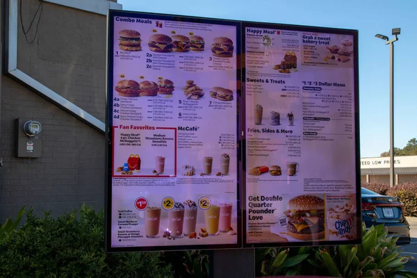 Augusta Usa Mcdonalds Fast Food Signs Menu Prices — Stock Photo, Image