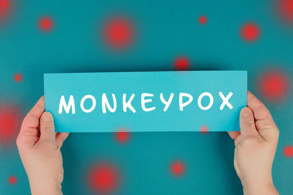 Word Monkeypox Standing Paper Outbreak Mpxv Virus Infectious Disease Spreading — Foto de Stock