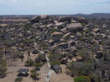 A high angle shot of a rock formation in Aruba, Netherlands