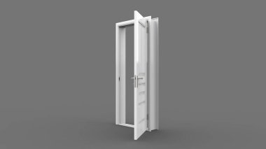 Kapalı kapı illüstrasyonu, girişte gerçekçi kapı aralığı tecrit edilmiş 3D