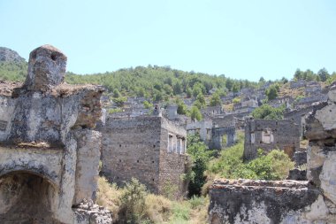 The view of Kayakoy, an abandoned village in southwest Turkey.