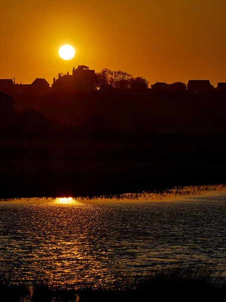 Vertical Shot Beautiful Sunrise Backwater Walton Naze Essex — Stock Photo, Image