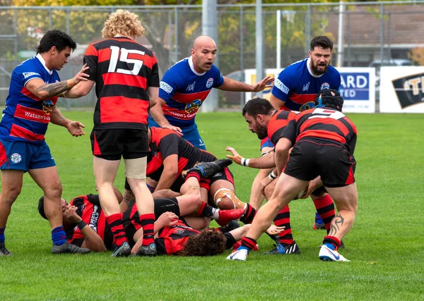 Club Rugby New Zealand Otaki Waikanae Men Playing Serious Football — Stockfoto