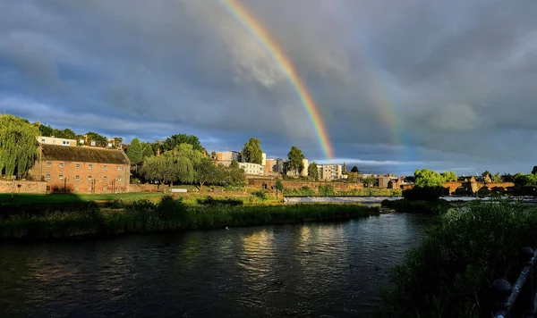 Vue Pittoresque Arc Ciel Sur Rivière Nith Dumfries Écosse — Photo