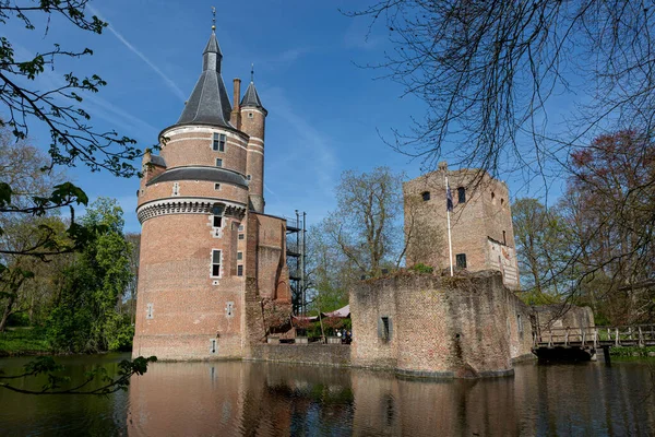 Brick Remains Tower Picturesque Duurstede Castle Access Bridge Moat Surrounding — Stock Photo, Image