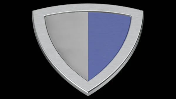 Shield Silver Medieval Blue Render Illustration — Zdjęcie stockowe