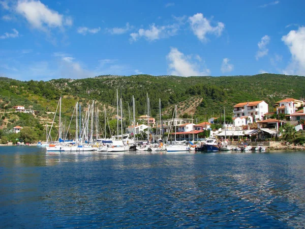 Barcos Vela Nas Corridas Vela Norte Sporades Steni Valla Aldeia — Fotografia de Stock