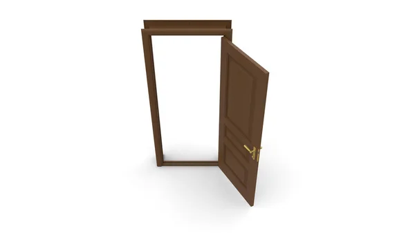 3Dイラスト上で隔離された異なる木製のドアのセット白い背景をレンダリング — ストック写真