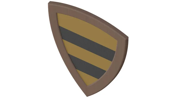 Wood Shield Medieval Yellow Stripes Render Illustration — Stockfoto