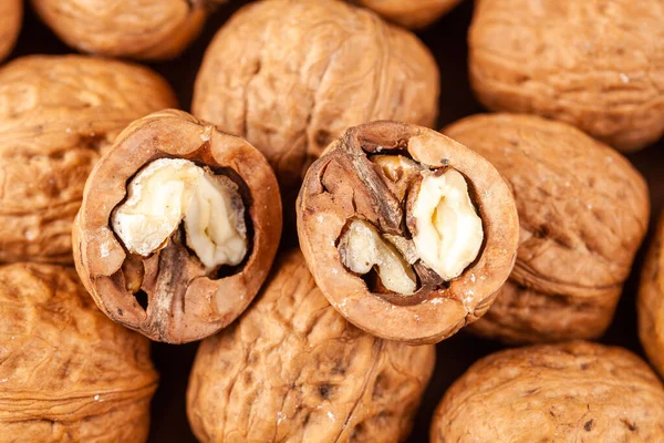 Walnuts Brown Wooden Background — Stock Photo, Image