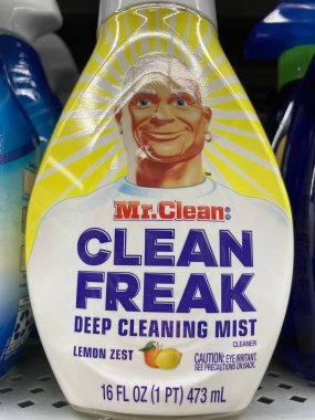 Augusta, Ga USA - 04 22 22: Cleaning products on retail shelf Mr Clean Freak