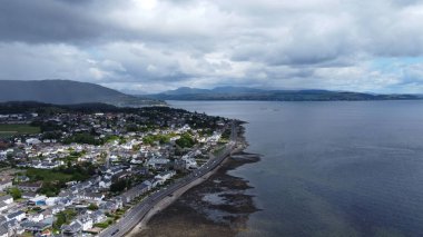 A beautiful aerial view of Dunoon with Holy Loch under a cloudy sky, Scotland clipart
