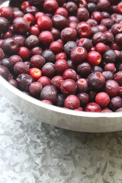 Closeup Oindian Sherbet Berry Phalsa Fruit Steel Bowl — Stock Photo, Image