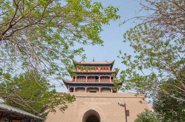 Gros Plan Fort Jiayuguan Entouré Par Grande Muraille Gansu Chine — Photo