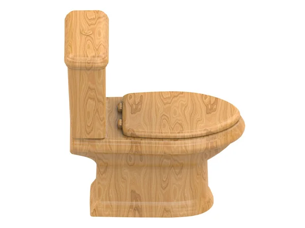 A wooden wc lavatory water closet 3d illustration