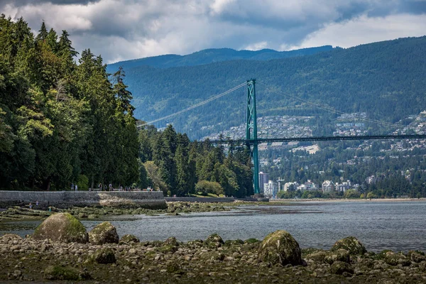 Vista Del Puente Puerta Los Leones Vancouver Cruzando Entrada Burrard — Foto de Stock