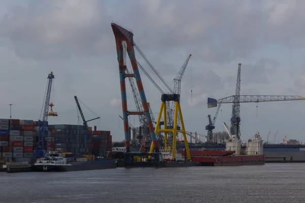 Veduta Una Nave Caricata Carichi Nel Porto Rotterdam Paesi Bassi — Foto Stock