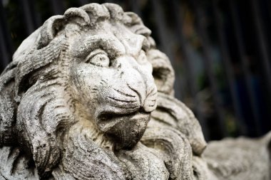 Dallas 'ta gri bir aslan heykeli, TX