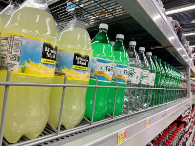 Augusta, Ga USA - 04 21 22: Walmart Retail store drinks Retail store drinks Minute maid 2 liter drinks side view